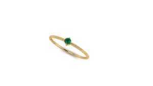Solo Emerald Ring in Hammered 14kt Yellow Gold