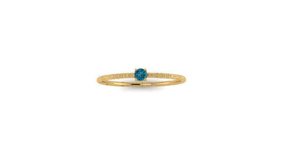 Hammered 14kt Yellow Gold Solo London Blue Topaz Ring