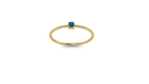 Hammered 14kt Yellow Gold Solo London Blue Topaz Ring