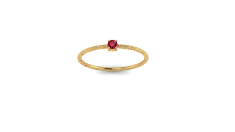 Hammered 14kt Yellow Gold Solo Ruby Ring