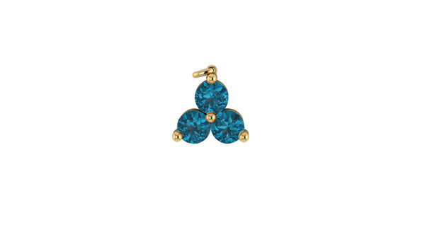 London Blue Topaz Lotus Charm in 14kt Yellow Gold