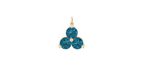 London Blue Topaz Lotus Charm in 14kt Yellow Gold