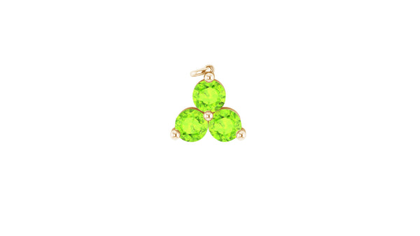 August Peridot Lotus Charm in 14kt Gold
