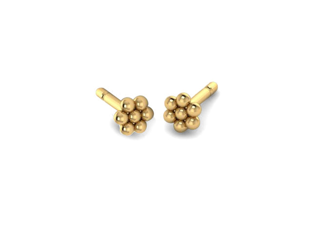 Flower Cluster Sphere Studs in 14kt Yellow Gold