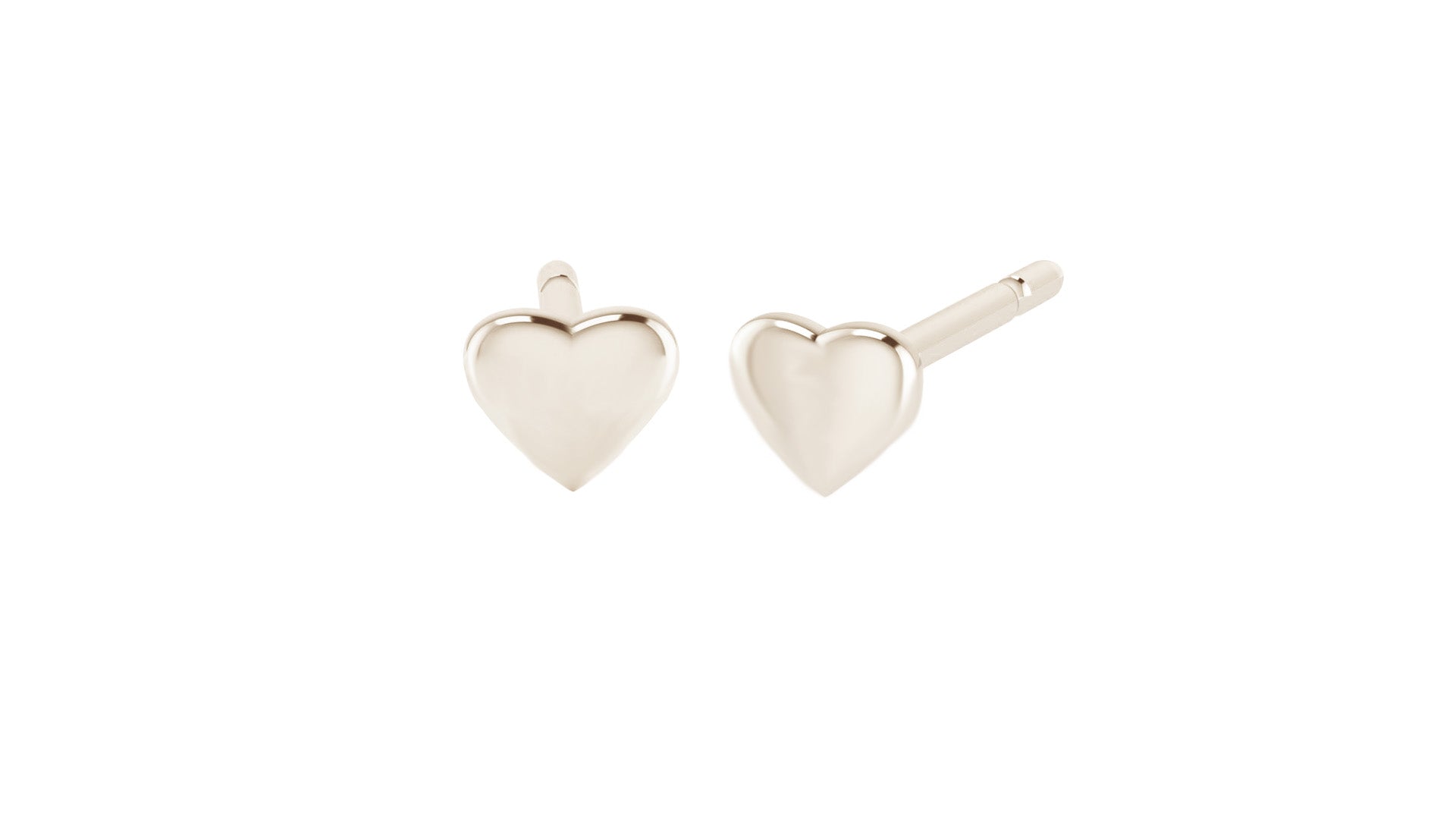 Heart Studs in 14kt White Gold