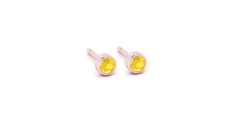 Petite Citrine Bezel Set Studs in 14kt Rose Gold