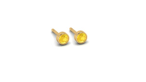 Petite Citrine Bezel Set Studs in 14kt Yellow Gold