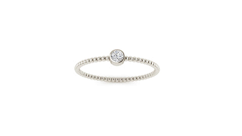 Beaded Bezel Set Solo Diamond Ring in 14k White Gold