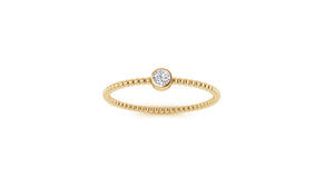Beaded Bezel Set Solo Diamond Ring in 14k Yellow Gold