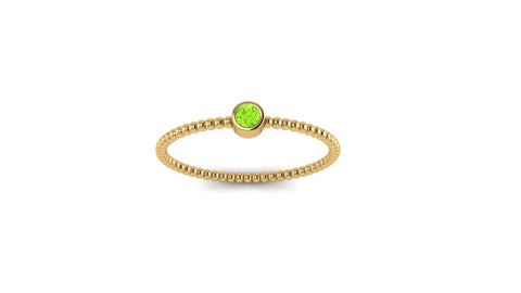 Beaded Bezel Set Solo Peridot Ring in 14k Gold