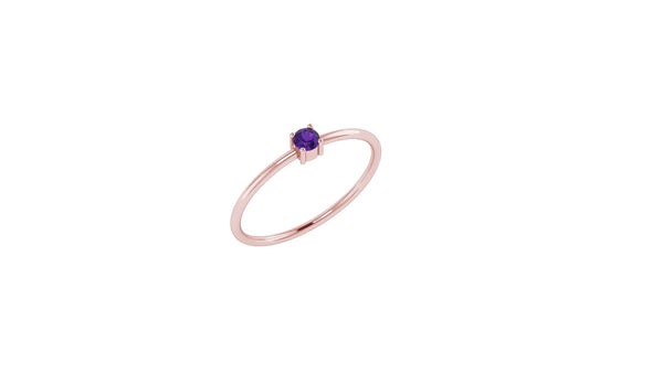 14kt Gold Solo Amethyst Ring