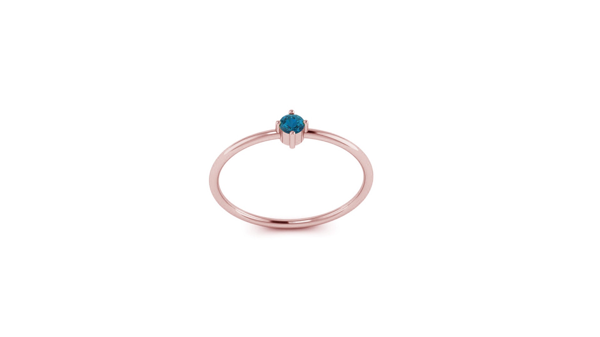 Solo London Blue Topaz Ring in 14kt Rose Gold