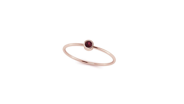 14kt Gold Bezel Set Solo Garnet Ring