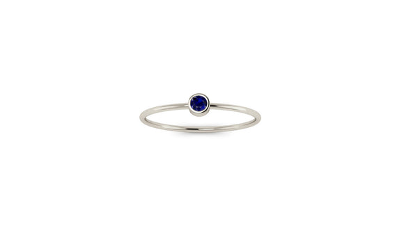 14kt Gold Bezel Set Solo Blue Sapphire Ring