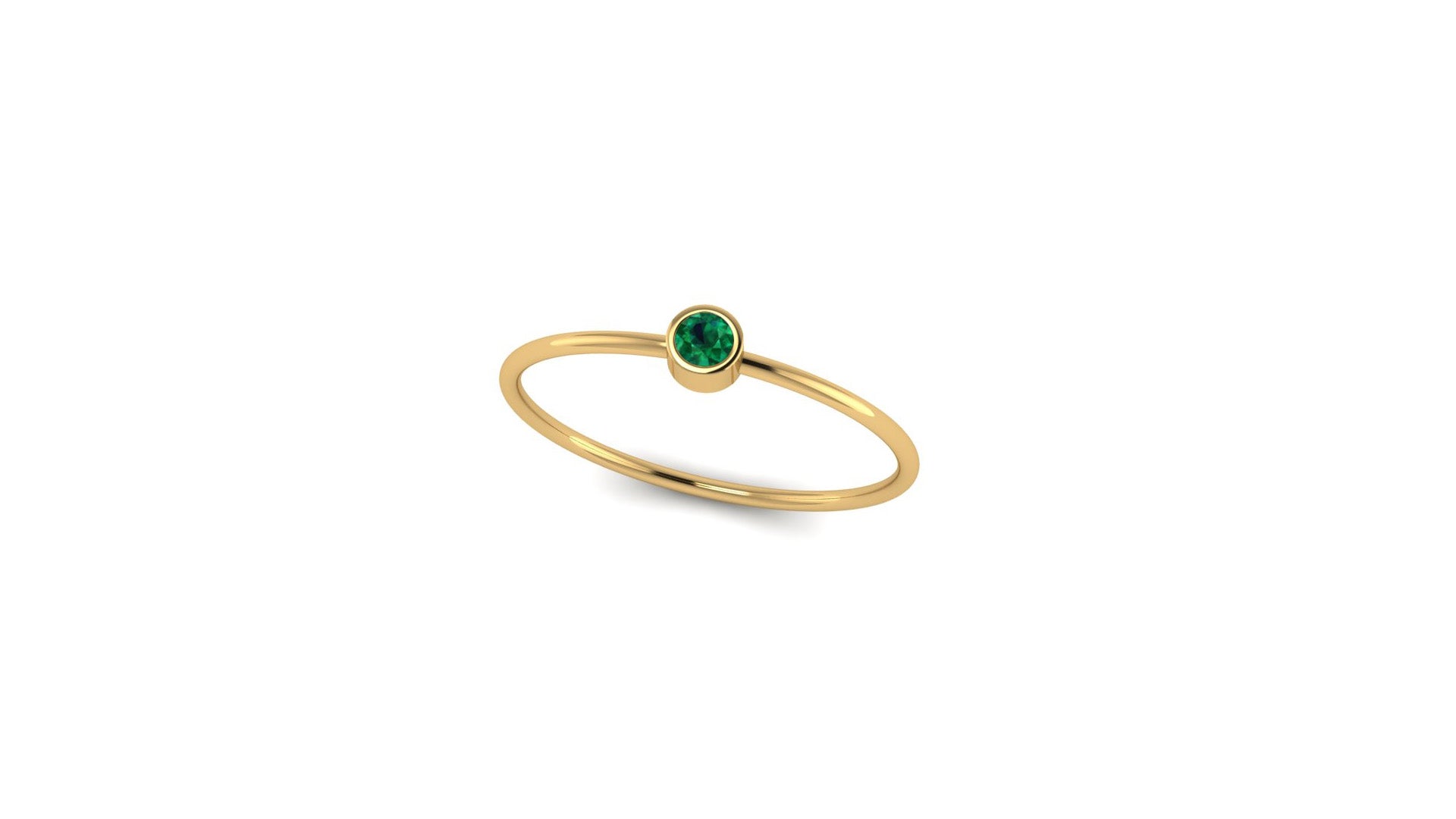 14kt Gold Bezel Set Solo Emerald Ring
