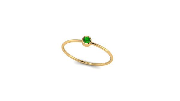14kt Gold Bezel Set Solo Tsavorite Ring