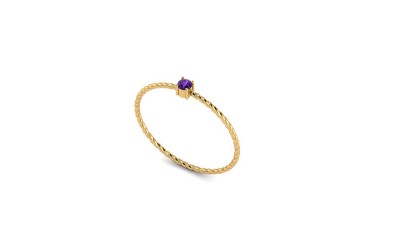 Solo Amethyst Twist Ring in 14kt Yellow Gold
