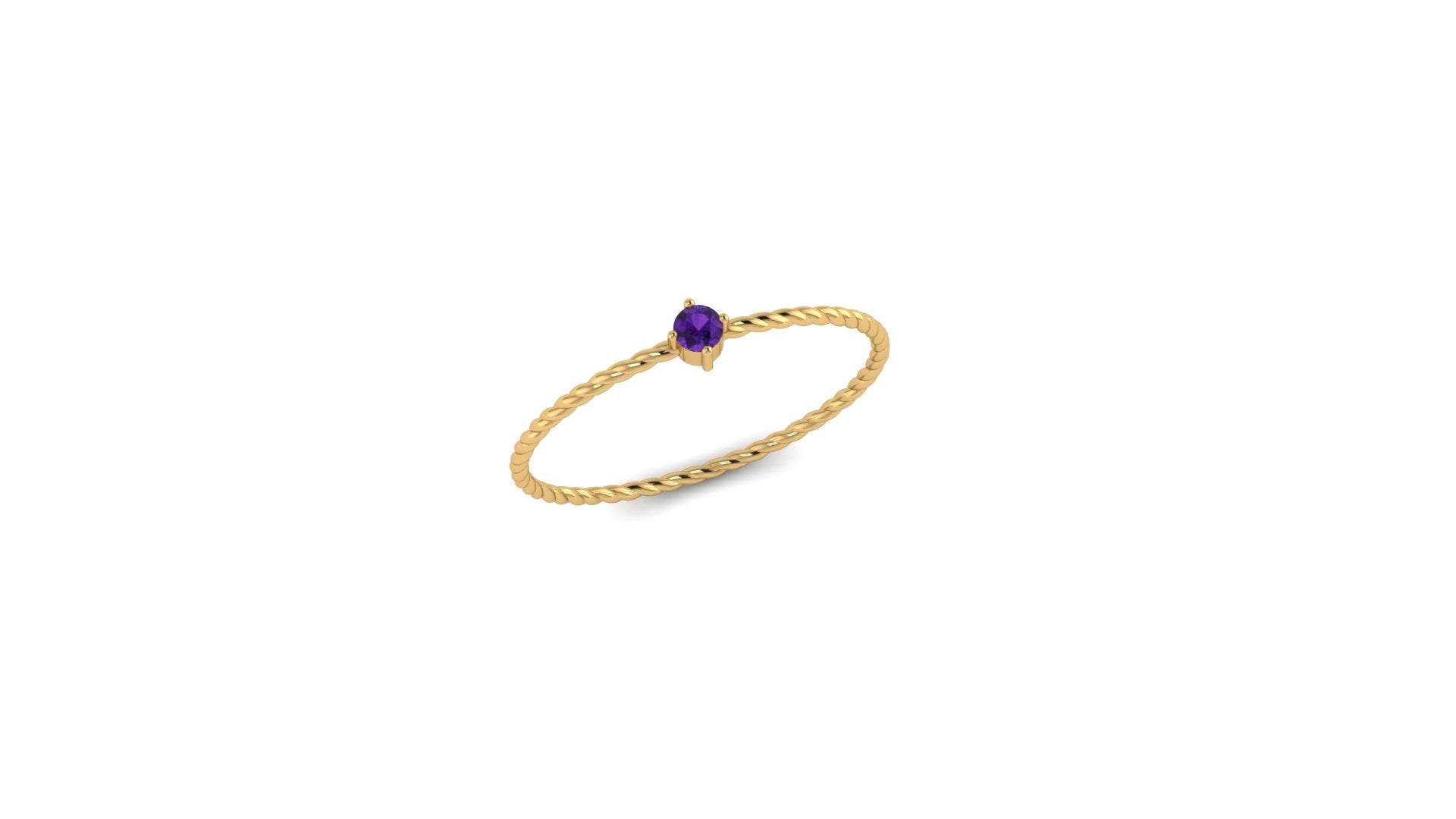 14kt Yellow Gold Solo Amethyst Twist Ring