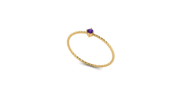 14kt Yellow Gold Solo Amethyst Twist Ring