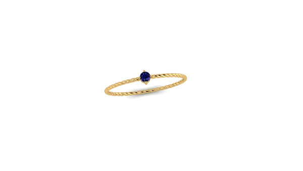 Twist Solo Blue Sapphire Ring in 14kt Yellow Gold