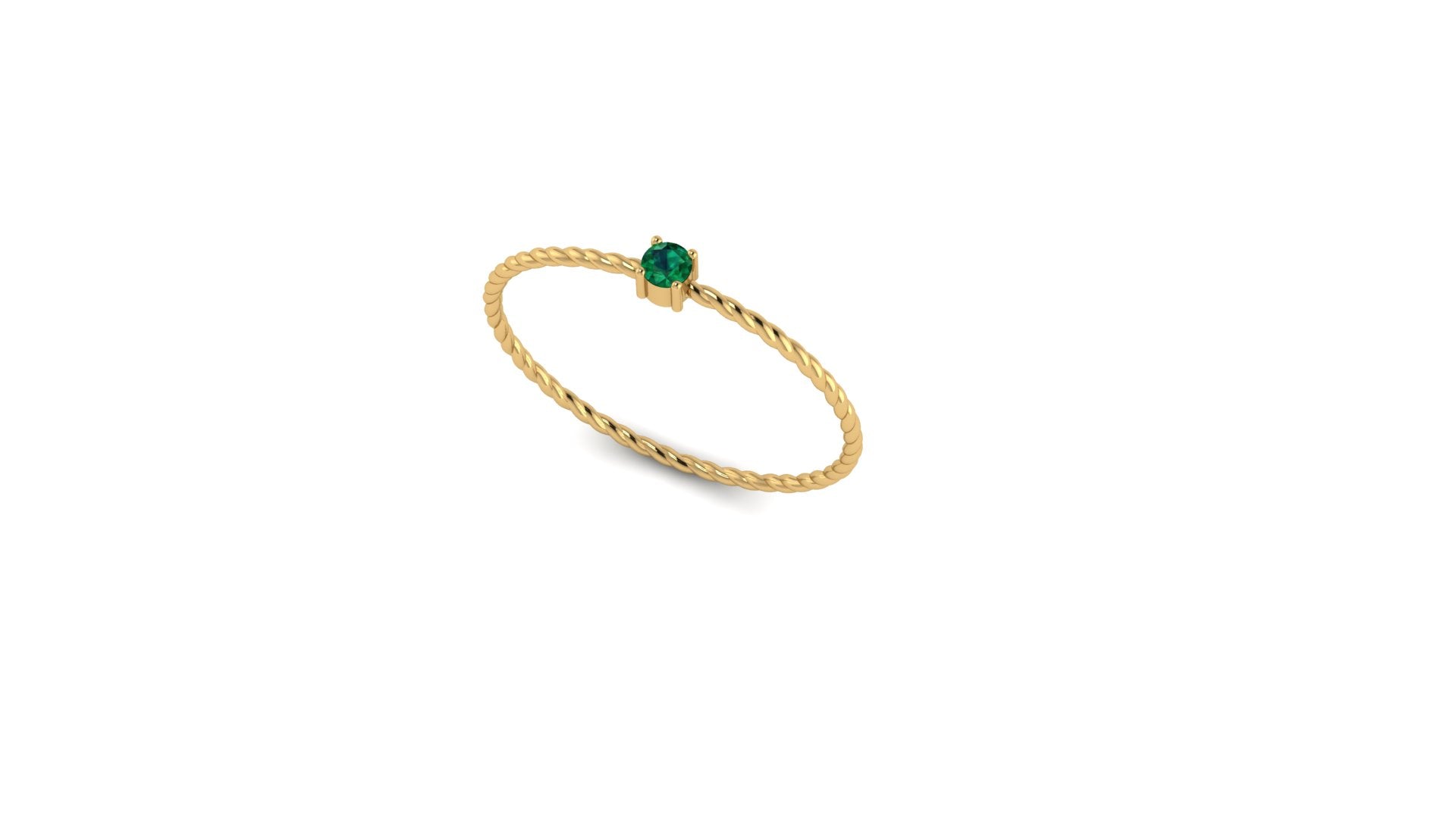 Solo Emerald Twist Ring in 14kt Yellow Gold