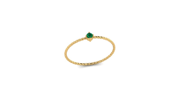 14kt Yellow Gold Solo Emerald Twist Ring