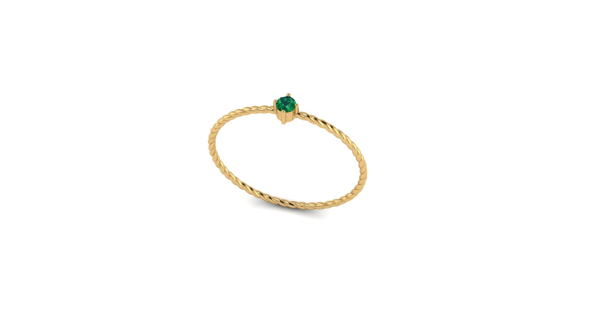 14kt Yellow Gold Solo Emerald Twist Ring