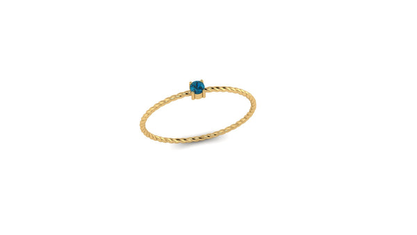 Solo London Blue Topaz Twist Ring in 14kt Yellow Gold