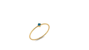 14kt Yellow Gold Solo London Blue Topaz Twist Ring