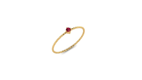 14kt Yellow Gold Solo Bias Ruby Twist Ring